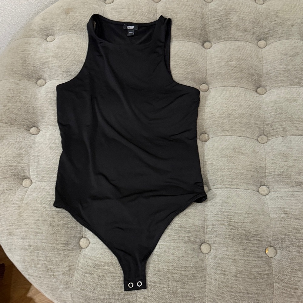 Express Black Sleeveless Snap-Closure Bodysuit